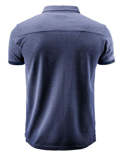 James Harvest HAR2135030 Larkford Pique Polo Shirt - Dark Blue Melange