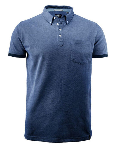 James Harvest HAR2135030 Larkford Pique Polo Shirt - Dark Blue Melange