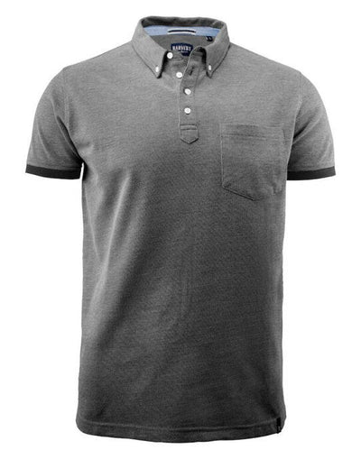 James Harvest HAR2135030 Larkford Pique Polo Shirt - Black Melange
