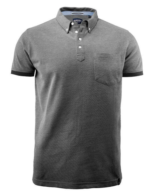 James Harvest HAR2135030 Larkford Pique Polo Shirt - Black Melange