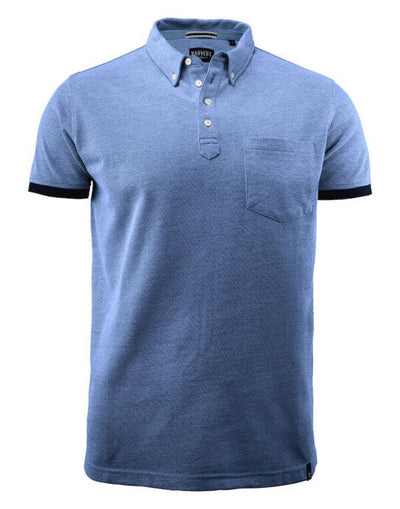 James Harvest HAR2135030 Larkford Pique Polo Shirt - Light Blue Melange