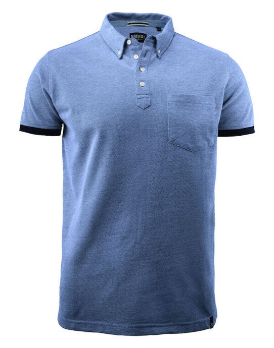 James Harvest HAR2135030 Larkford Pique Polo Shirt - Light Blue Melange