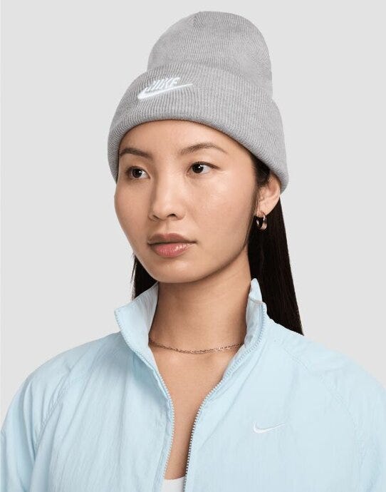 Nike HF0186 Peak Beanie - Dark Grey Heather/White