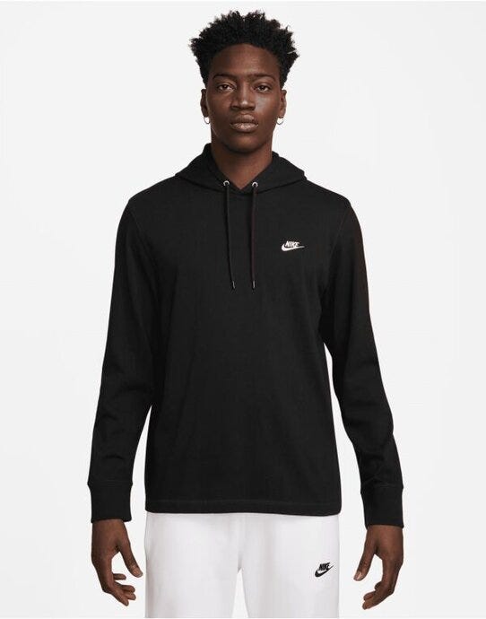 Nike HV1151 Club Knit Hoodie - Black/White