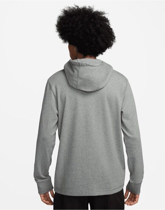 Nike HV1151 Club Knit Hoodie - Dark Grey Heather/White