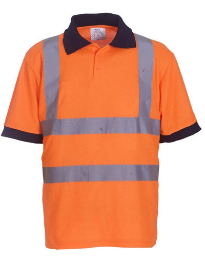 Yoko HVJ210-3M Hi-Vis Short Sleeve Polo Shirt - Hi Vis Orange