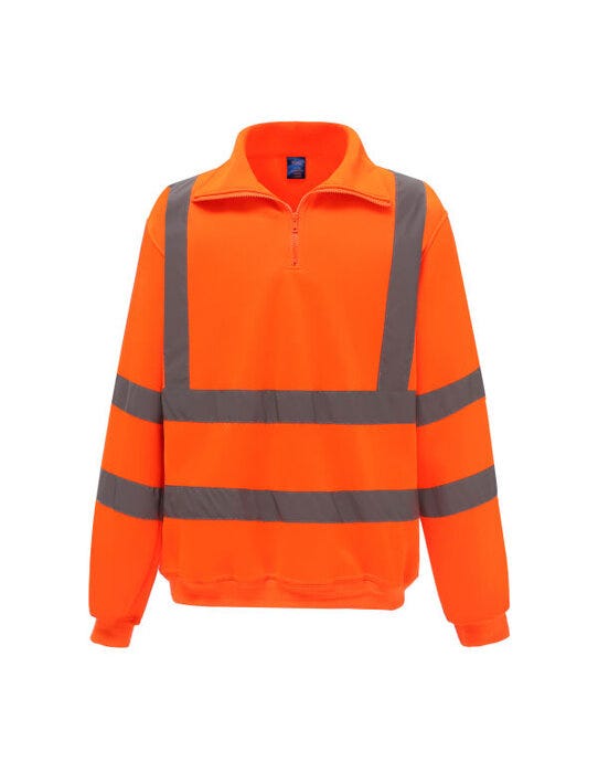 Yoko HVK06 Hi Vis 1/4 Zip Sweatshirt - Hi Vis Orange