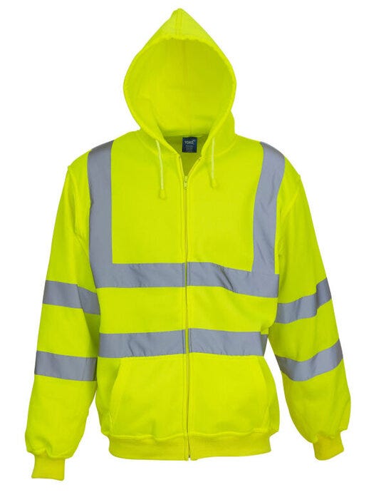Yoko HVK07 Hi Vis Zipped Hoodie - Hi-Vis Yellow