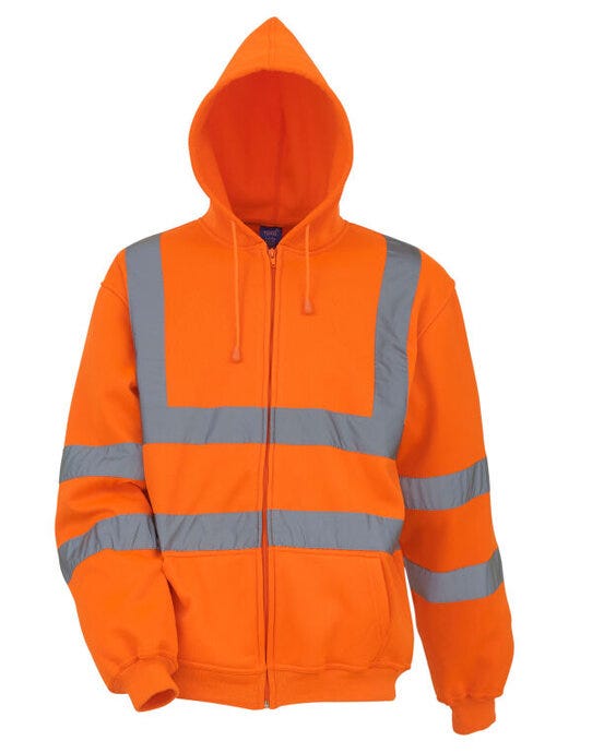 Yoko HVK07 Hi Vis Zipped Hoodie - Hi Vis Orange