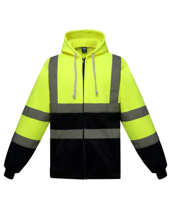 Yoko HVK07 Hi Vis Zipped Hoodie - Hi-Vis Yellow/Navy