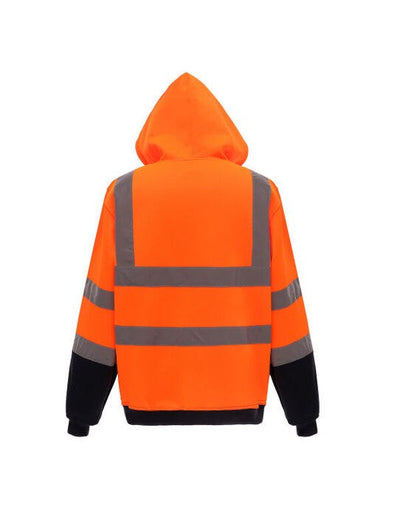 Yoko HVK07 Hi Vis Zipped Hoodie - Hi Vis Orange/Navy