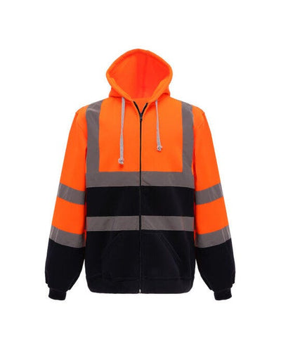 Yoko HVK07 Hi Vis Zipped Hoodie - Hi Vis Orange/Navy