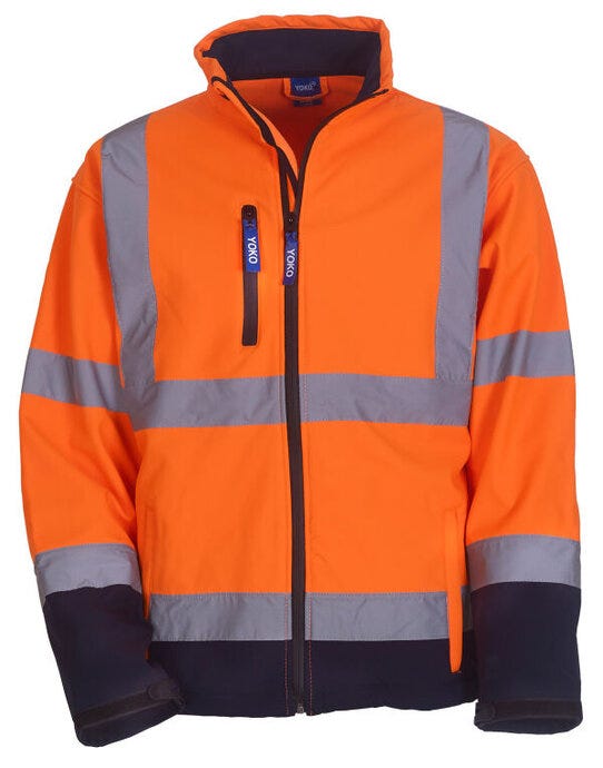 Yoko HVK09 Hi-Vis Softshell Jacket - Hi Vis Orange/Navy