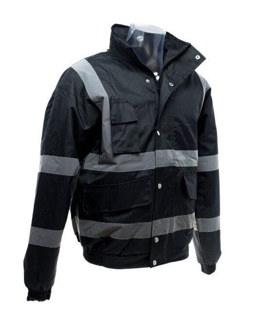 Yoko HVP211 Hi-Vis Bomber Jacket - Black