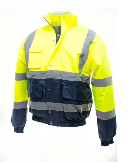 Yoko HVP218 Hi Vis 2 Tone Bomber Jacket - Hi-Vis Yellow/Navy