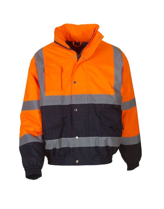 Yoko HVP218 Hi Vis 2 Tone Bomber Jacket - Orange/Navy