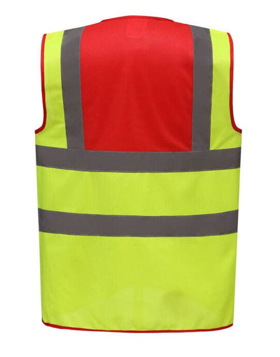 Yoko HVW100TT Two Tone Class 1 Waistcoat - Red/Hi Vis Yellow