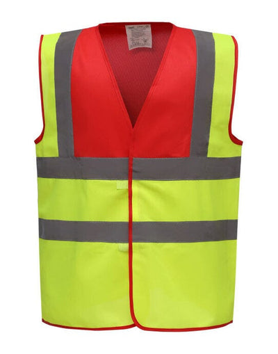 Yoko HVW100TT Two Tone Class 1 Waistcoat - Red/Hi Vis Yellow