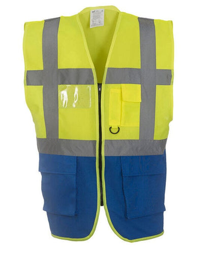 Yoko HVW801 Hi Vis Executive Vest - Hi Vis Yellow/Royal Blue