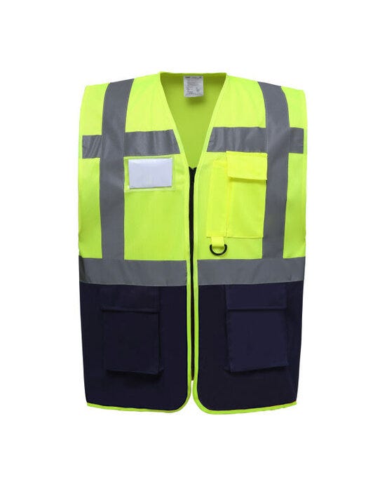 Yoko HVW801 Hi Vis Executive Vest - Hi-Vis Yellow/Navy
