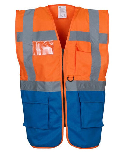 Yoko HVW801 Hi Vis Executive Vest - Hi Vis Orange/Royal
