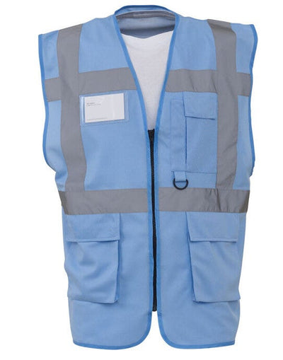 Yoko HVW801 Hi Vis Executive Vest - Sky Blue