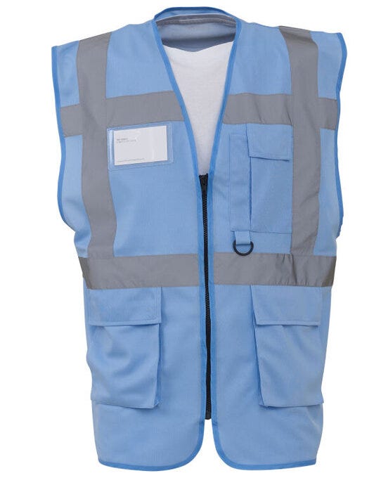 Yoko HVW801 Hi Vis Executive Vest - Sky Blue