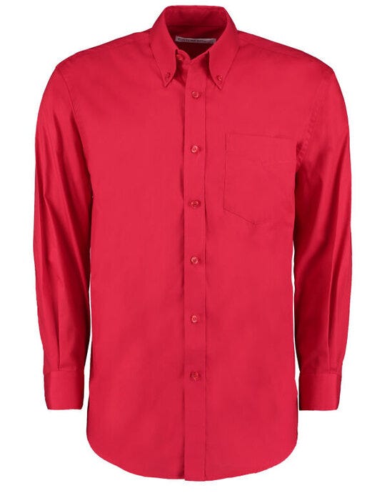 Kustom Kit KK105 Mens LS Classic Oxford Shirt - Red