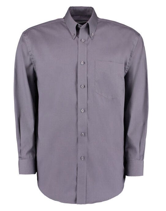 Kustom Kit KK105 Mens LS Classic Oxford Shirt - Charcoal