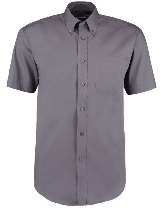 Kustom Kit KK109 Mens SS Classic Oxford Shirt - Charcoal