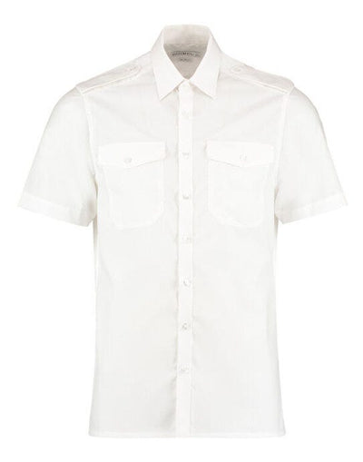 Kustom Kit KK133 Mens SS Tailored Pilot Shirt - White