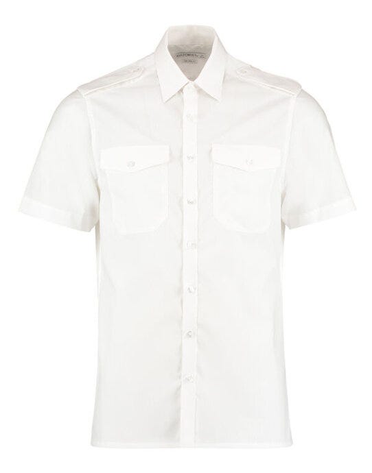 Kustom Kit KK133 Mens SS Tailored Pilot Shirt - White