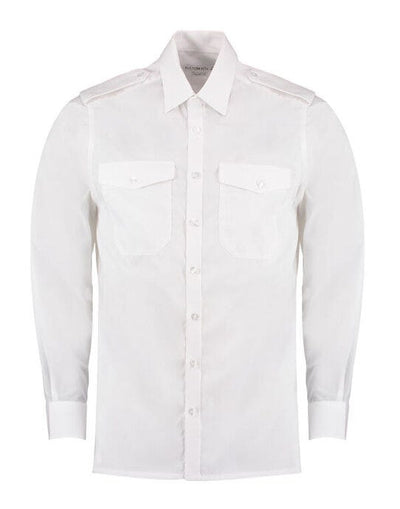Kustom Kit KK134 Tailored Fit L/S Pilot Shirt - White