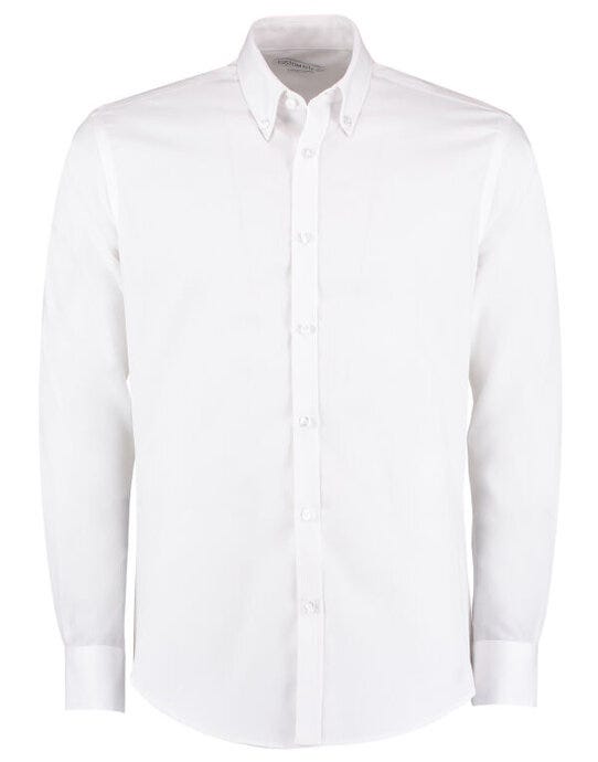 Kustom Kit KK139 Men LS Slim Oxford Twil Shirt - White