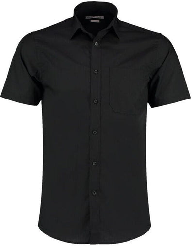 Kustom Kit KK141 Mens SS Tailored Poplin Shirt - Black