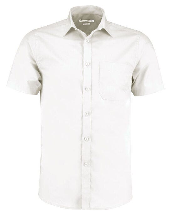 Kustom Kit KK141 Mens SS Tailored Poplin Shirt - White