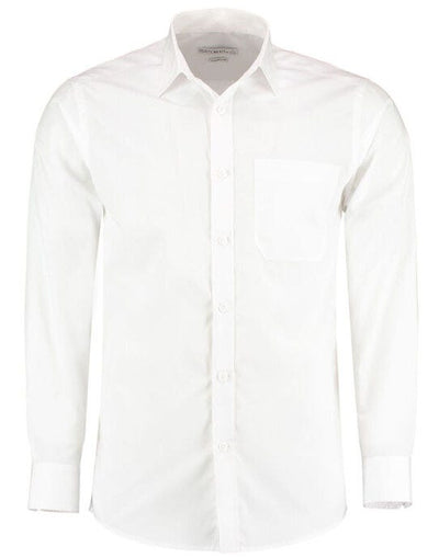 Kustom Kit KK142 Mens LS Tailored Poplin Shirt - White