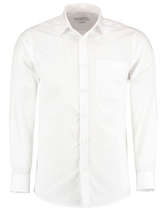 Kustom Kit KK142 Mens LS Tailored Poplin Shirt - White