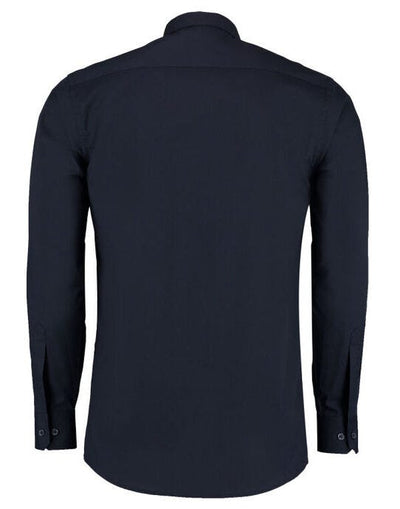 Kustom Kit KK142 Mens LS Tailored Poplin Shirt - Dark Navy