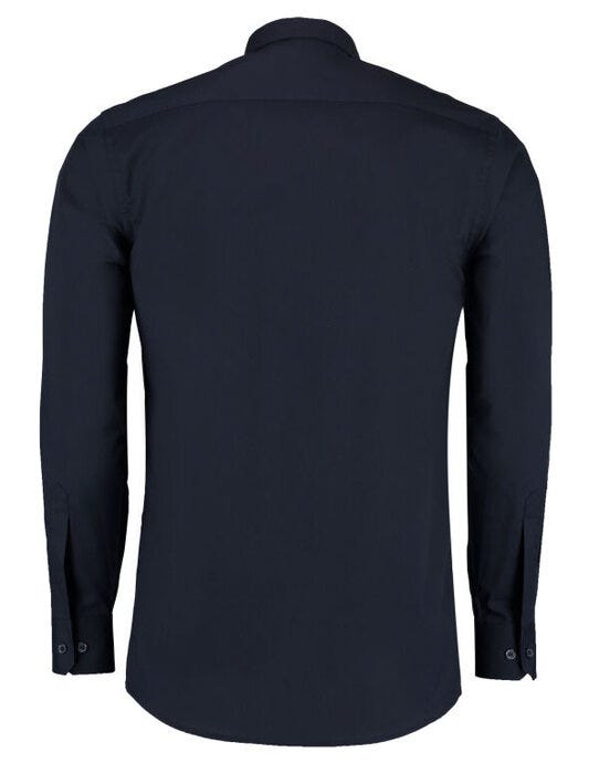Kustom Kit KK142 Mens LS Tailored Poplin Shirt - Dark Navy