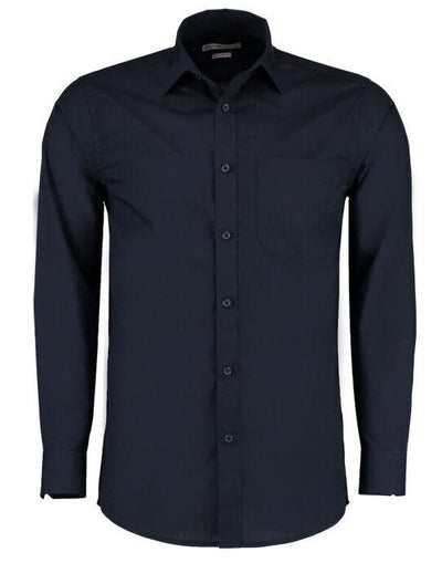 Kustom Kit KK142 Mens LS Tailored Poplin Shirt - Dark Navy