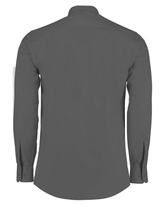 Kustom Kit KK142 Mens LS Tailored Poplin Shirt - Graphite