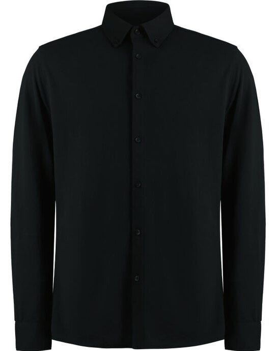 Kustom Kit KK143 Mens LS Superwash Pique Shirt - Black