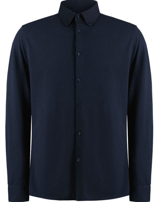 Kustom Kit KK143 Mens LS Superwash Pique Shirt - Navy