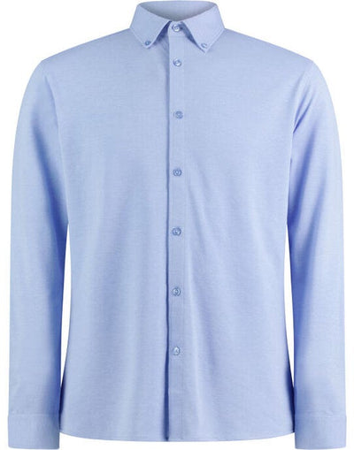 Kustom Kit KK143 Mens LS Superwash Pique Shirt - Light Heather Blue