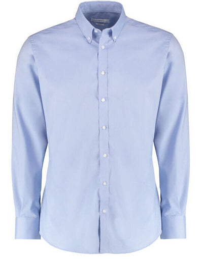Kustom Kit KK182 Mens LS Stretch Oxford Shirt - Light Blue