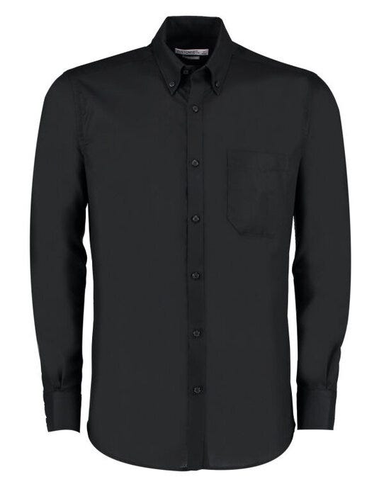 Kustom Kit KK184 Mens LS Slim Workwear Shirt - Black