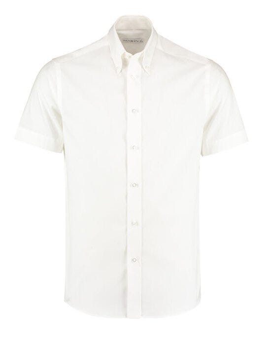 Kustom Kit KK187 Mens SS Tailored Oxford Shirt - White