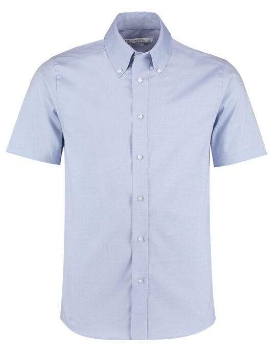 Kustom Kit KK187 Mens SS Tailored Oxford Shirt - Light Blue