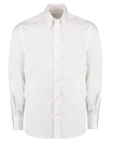Kustom Kit KK188 Mens LS Tailored Oxford Shirt - White